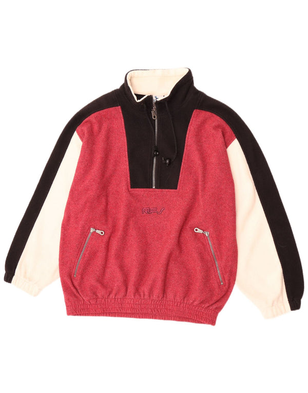 Rodeo Pull polaire surdimensionné à col zippé pour femme UK 12 Rose moyen Colourblock