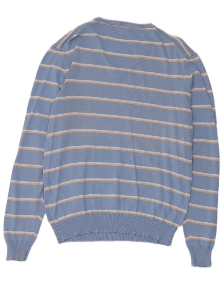 Kappa Pull Col V Homme Bleu Moyen Rayé Coton