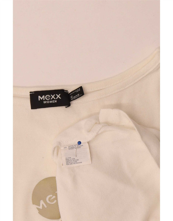 Mexx Haut graphique pour femme à manches 3/4 UK 16 Grand coton blanc