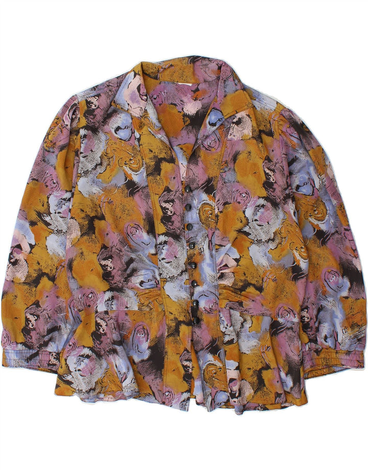 VINTAGE Womens Shirt Blouse UK 16 Large Multicoloured Floral Polyester Vintage Vintage and Second-Hand Vintage from Messina Hembry 