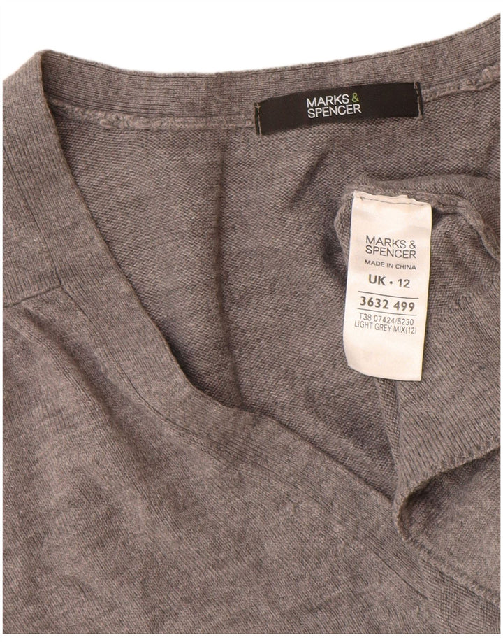 Marks & Spencer Pull Cardigan Femme UK 12 Acrylique Gris Moyen