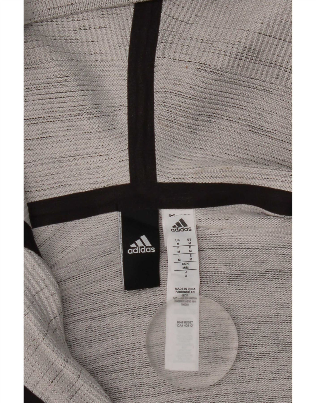 Adidas Pull à capuche zippé pour homme en polyester rayé gris moyen