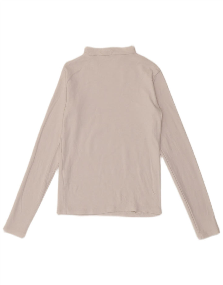 Zara Femme Top Manches Longues UK 12 Moyen Blanc Coton