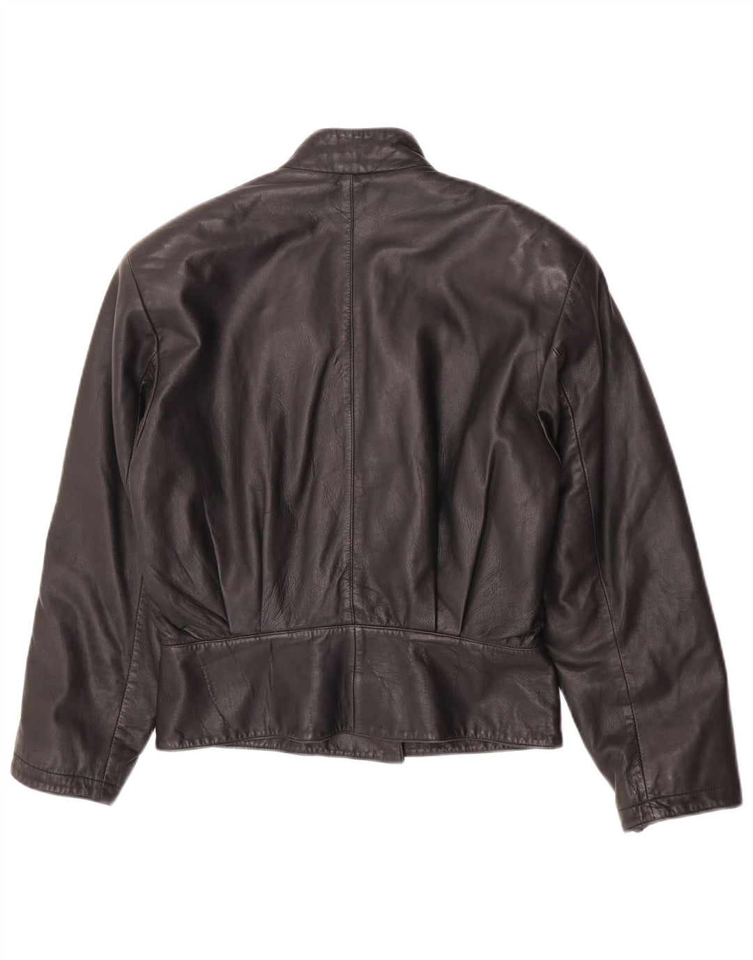 Veste en cuir femme vintage UK 14 Cuir noir moyen