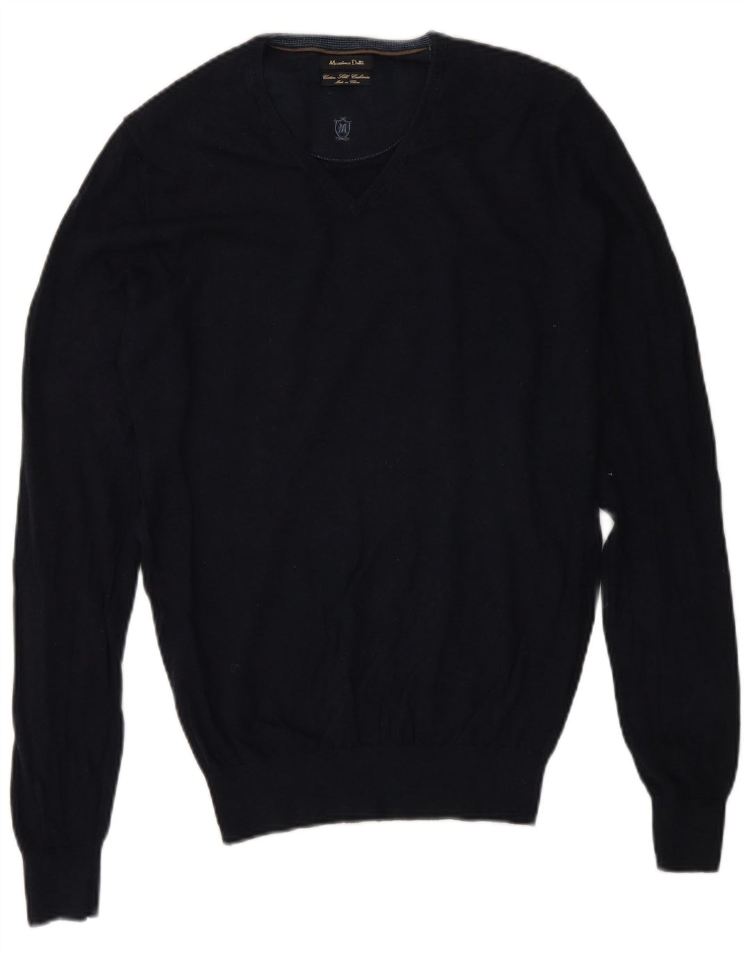 Massimo Dutti Pull col V pour homme en coton bleu marine Taille S
