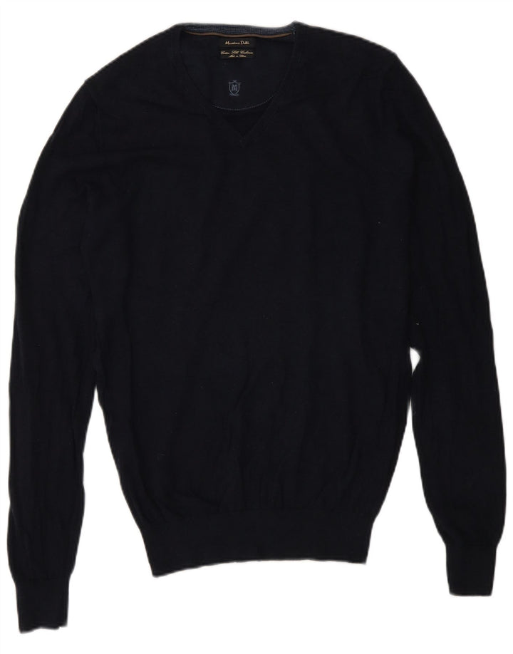 Massimo Dutti Pull col V pour homme en coton bleu marine Taille S