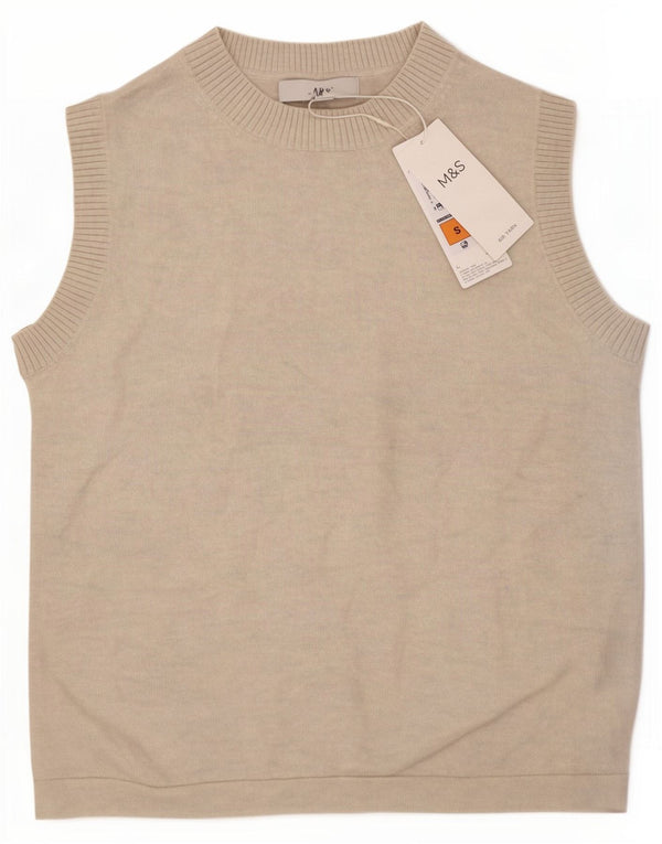 Marks & Spencer Débardeur court pour femme UK 8 Small Beige Polyester