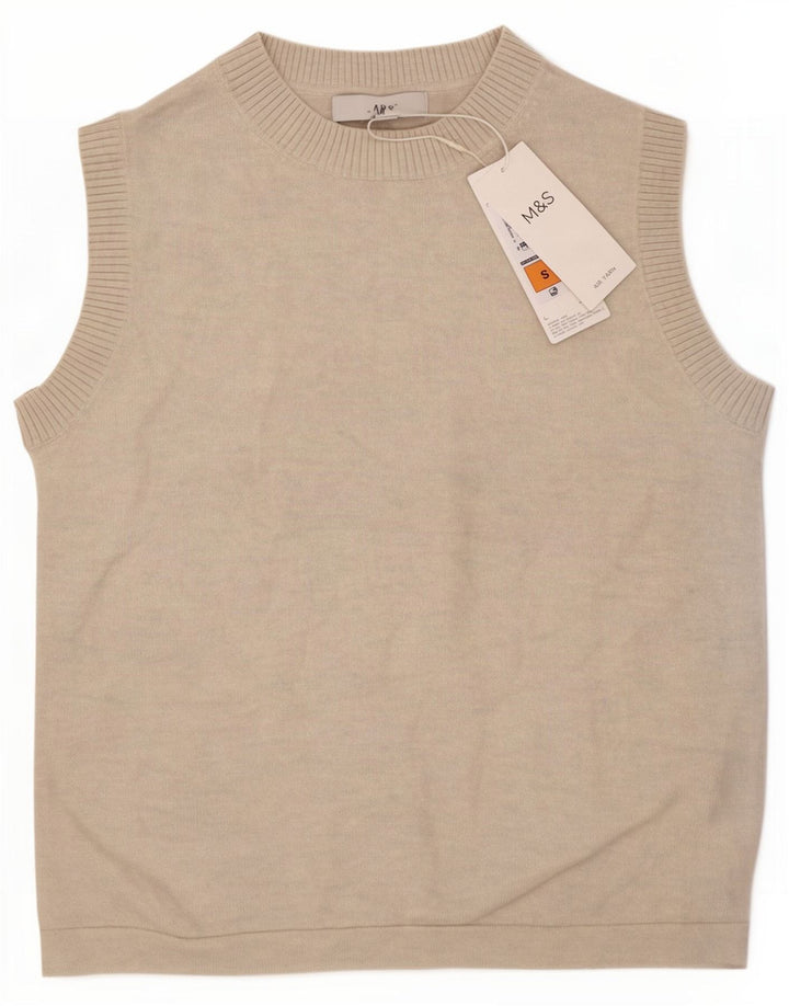 Marks & Spencer Débardeur court pour femme UK 8 Small Beige Polyester