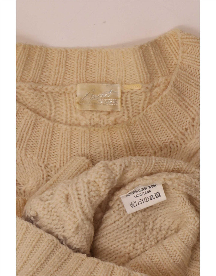 Apart Pull à col rond pour homme en laine blanc cassé à losanges/diamants
