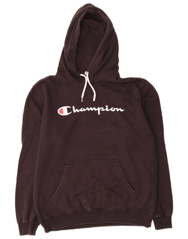 Champion Pull à capuche graphique coupe régulière pour hommes, grand coton noir