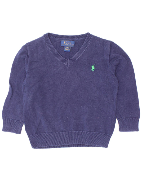 Polo Ralph Lauren Pull à col en V pour bébé garçon 18-24 mois Bleu marine