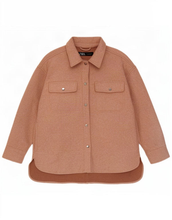 Zara Veste surdimensionnée Shacket pour femme UK 14 Polyester rose moyen