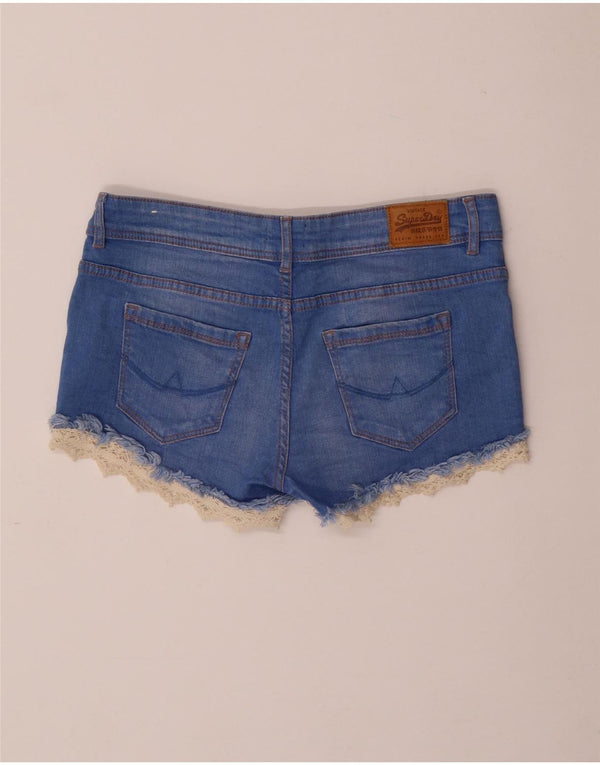 SUPERDRY Short en Jean Femme W26 Petit Bleu Coton