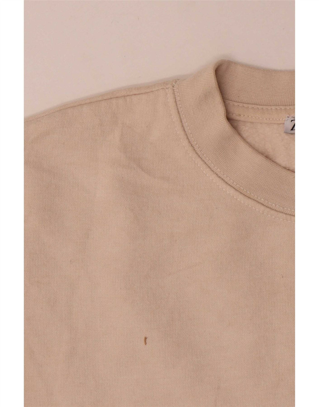Zara Womens Crop Sweatshirt Jumper UK 14 Moyen Blanc Cassé Coton