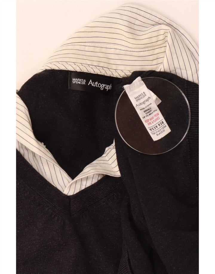 Marks & Spencer Pull autographe à col en V pour homme Noir Taille S