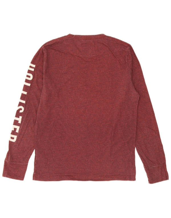 Hollister Haut graphique à manches longues pour hommes Petit coton bordeaux