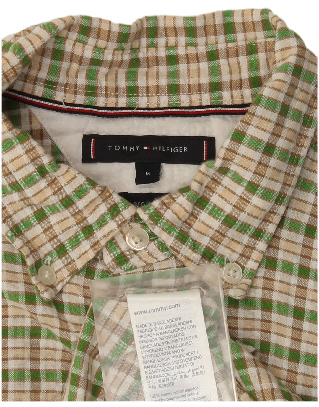 Tommy Hilfiger Chemise en flanelle homme vert moyen à carreaux en coton