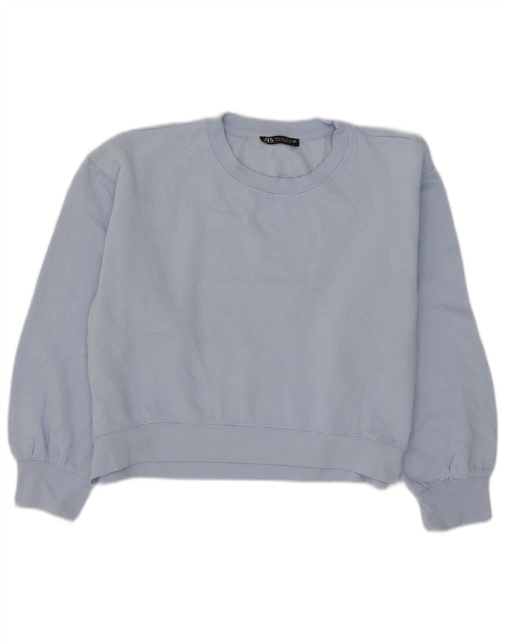 Zara Womens Crop Sweatshirt Jumper UK 16 Grand Bleu Polyester