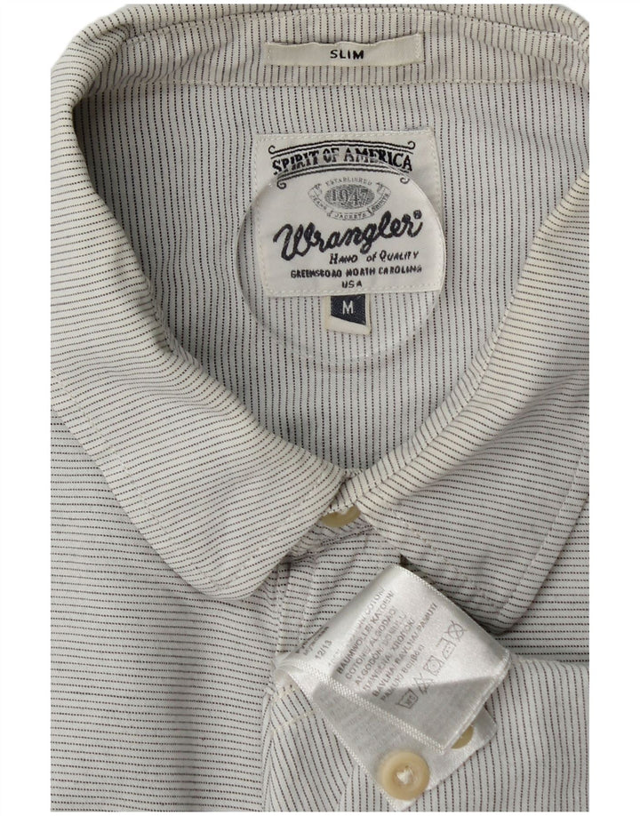 Wrangler Chemise Slim Homme Gris Moyen en Coton à Fines Rayures