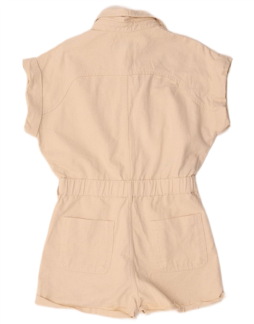 Zara Womens Denim Combishort UK 14 Coton Beige Moyen