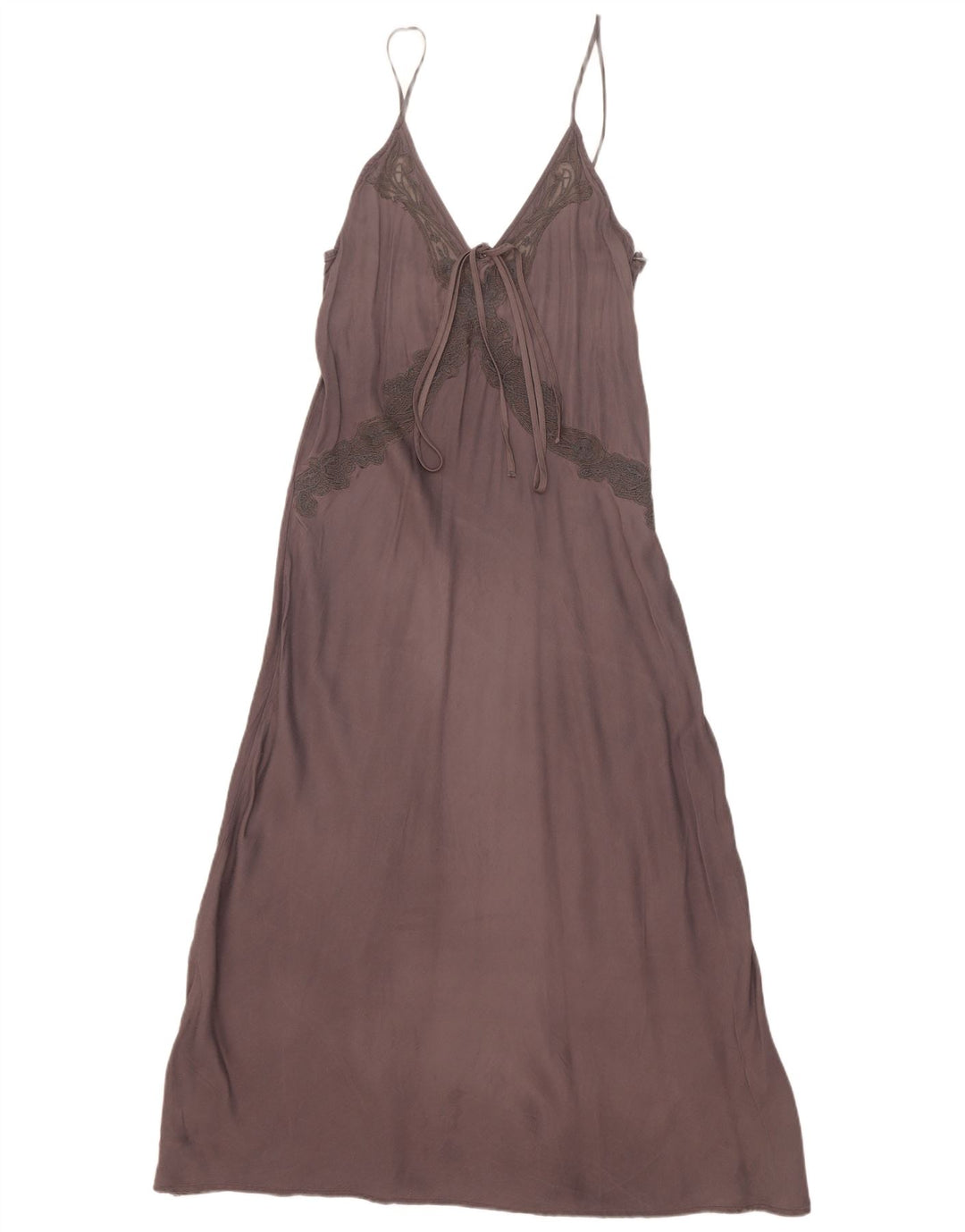 Zara Femme Maxi Slip Robe UK 12 Gris Moyen Viscose