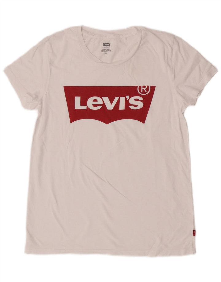 Levi's T-Shirt Graphique Femme UK 10 Small Blanc