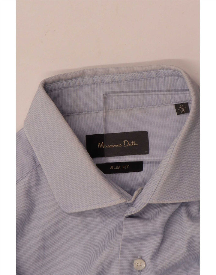 Massimo Dutti Chemise slim fit pour homme Taille 41 16 Grand Bleu