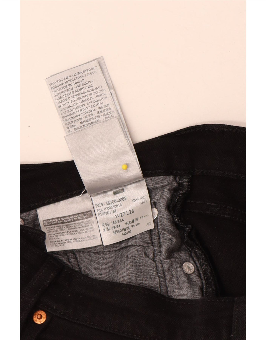 Levi's Jean Droit 501 Femme W27 L26 Noir Coton