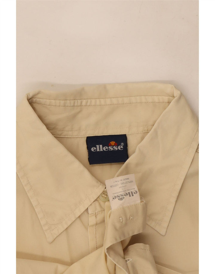 Ellesse Chemise à manches courtes pour hommes Large Beige Coton