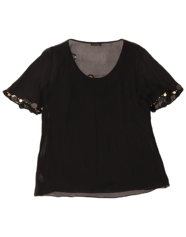 Marks & Spencer Chemisier à manches courtes pour femme UK 14 Large Noir