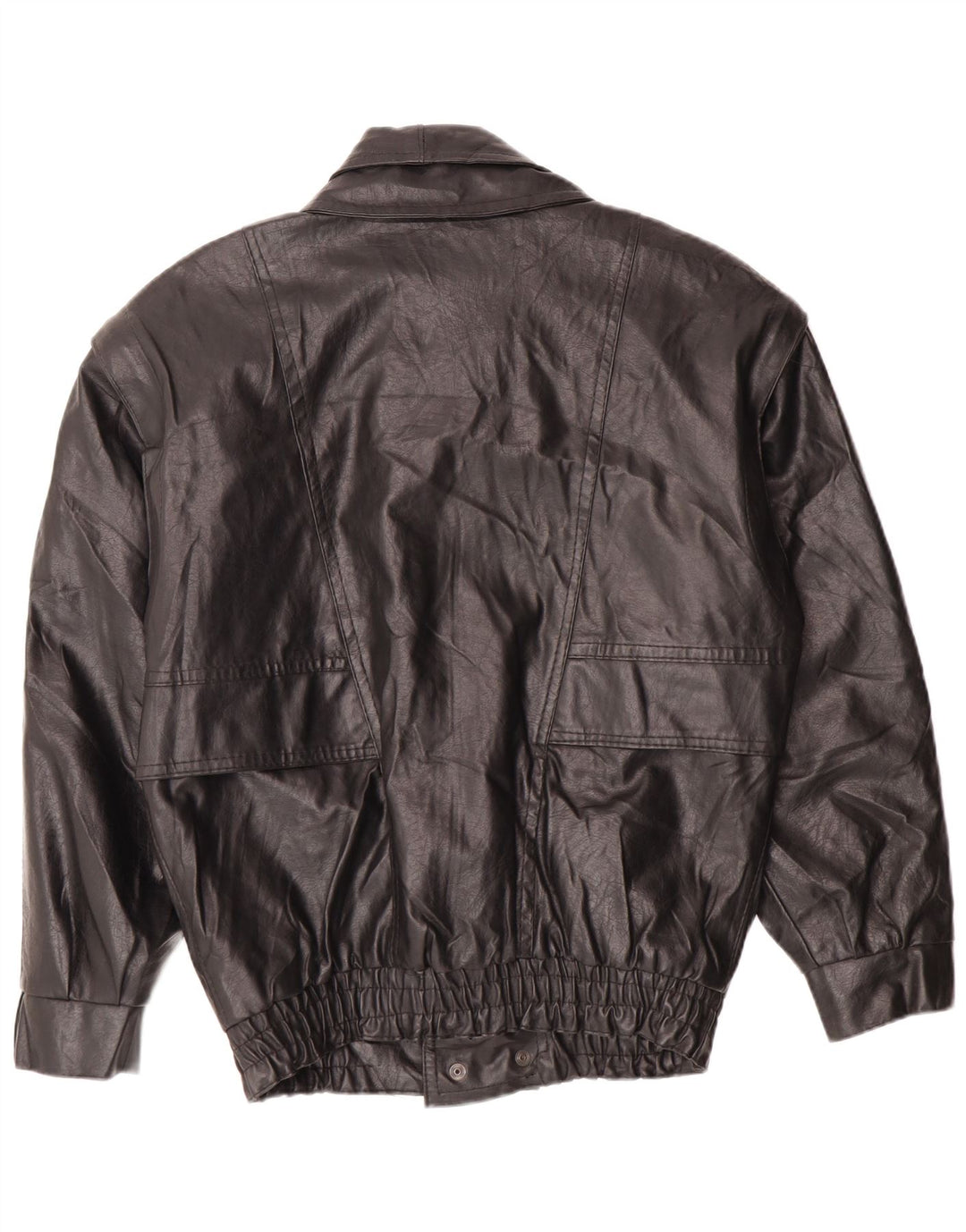VINTAGE Veste en cuir homme UK 36 Petit Noir