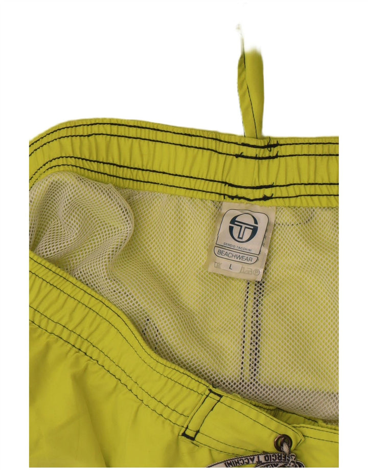 Sergio Tacchini Short de bain graphique pour homme en polyester à rayures vertes