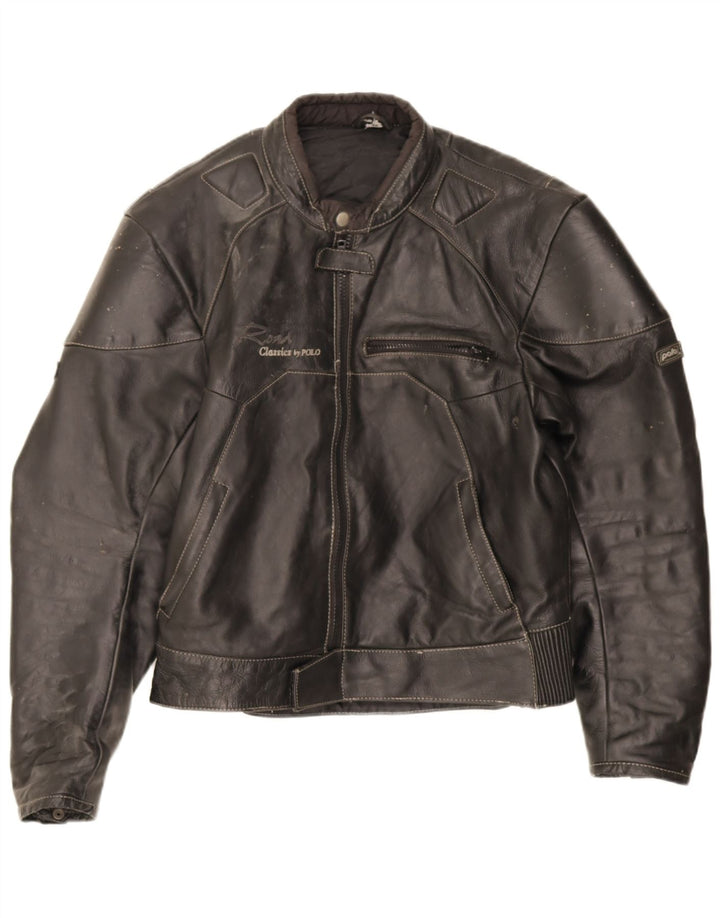 POLO Veste Racer en cuir pour femme UK 14 Cuir noir moyen