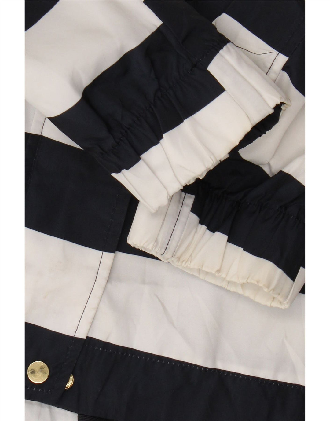 Zara Veste de pluie à capuche pour femme UK 14 Polyester rayé bleu marine moyen