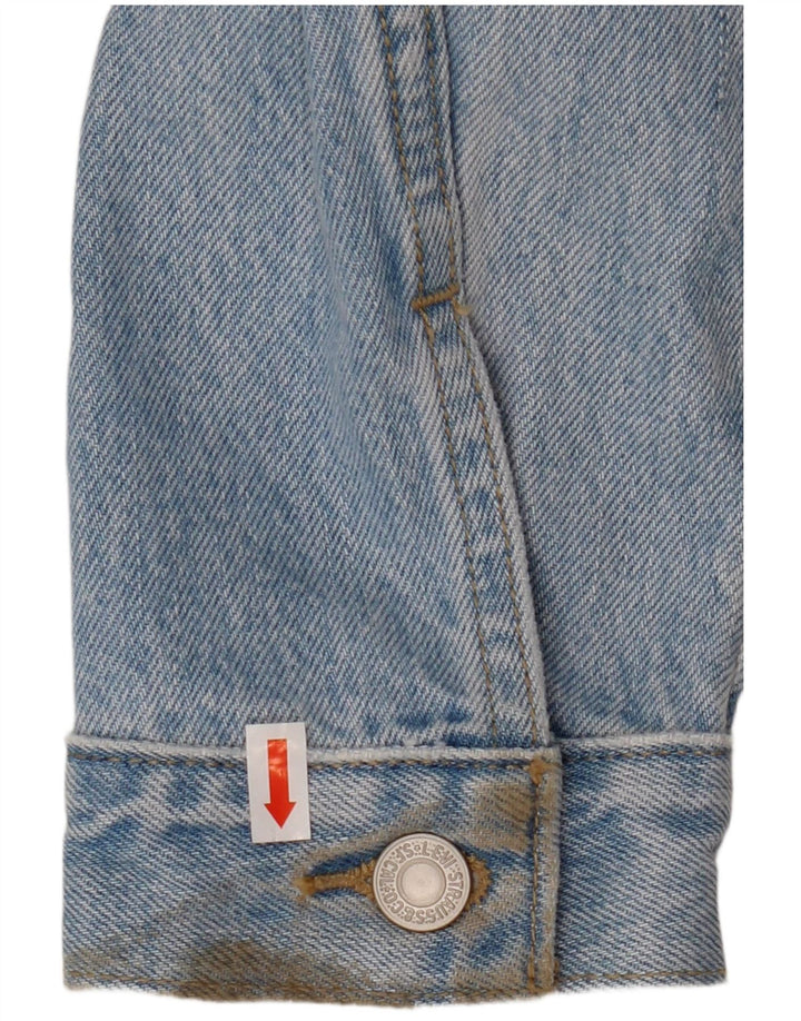 Levi's Veste en jean courte pour femme UK 16 Large Bleu Floral Coton