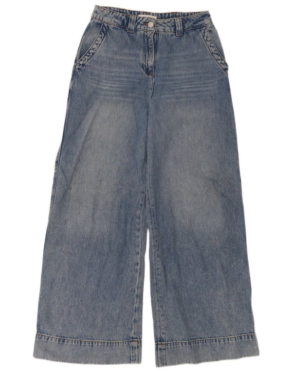 Reiss Femme Taille Haute Jambe Large Jean W27 L32 Bleu Coton