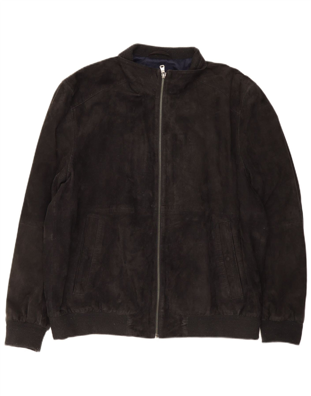 Christian Berg Veste en daim bomber pour homme UK 38 Bleu marine moyen en daim