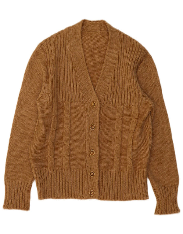 VINTAGE Pull Cardigan Femme UK 12 Beige Moyen