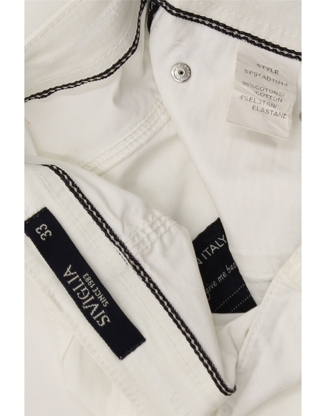 SIVIGLIA Bermuda Homme W33 Coton Blanc Moyen