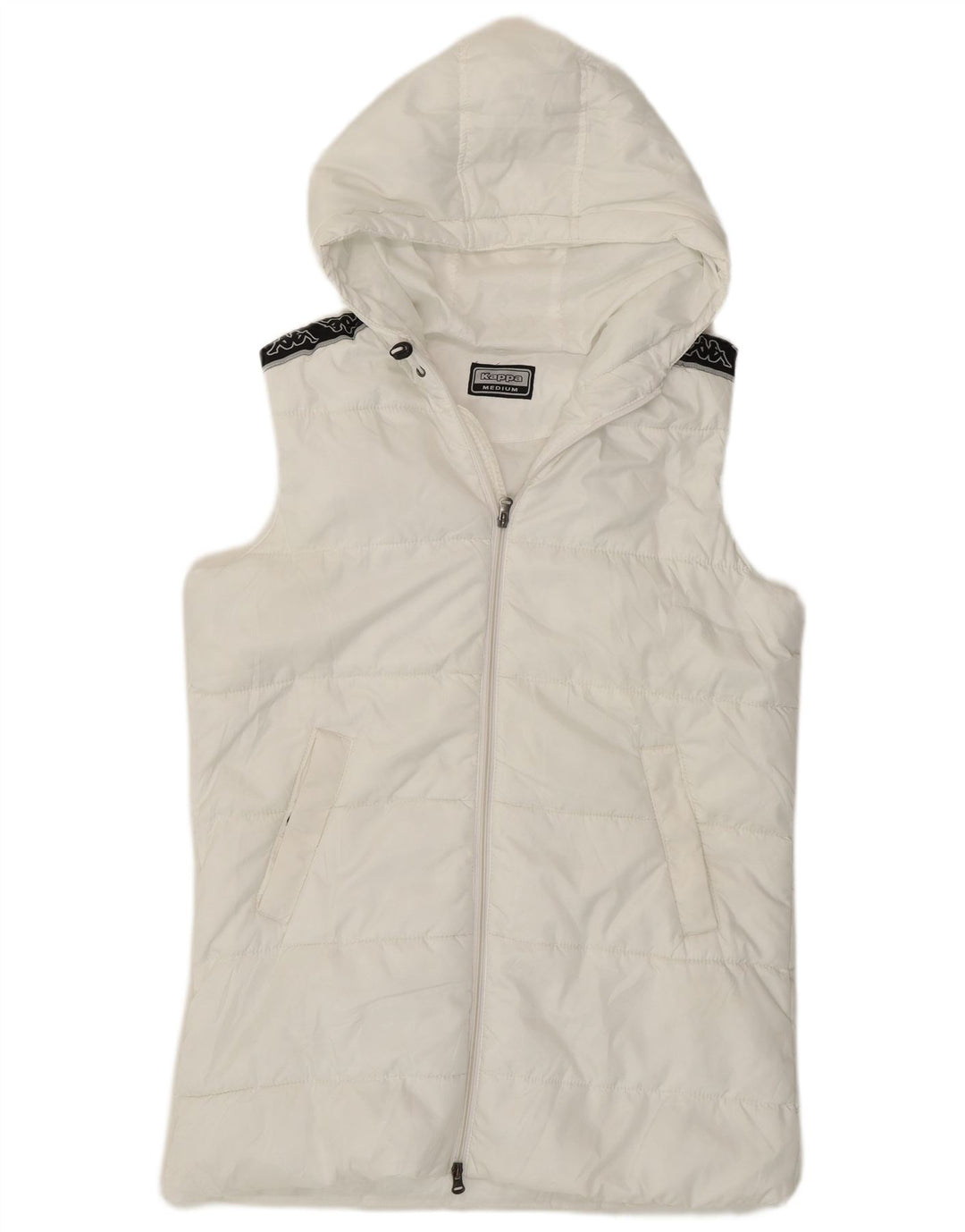 Kappa Gilet long rembourré à capuche pour femme UK 12 Medium Blanc Polyester