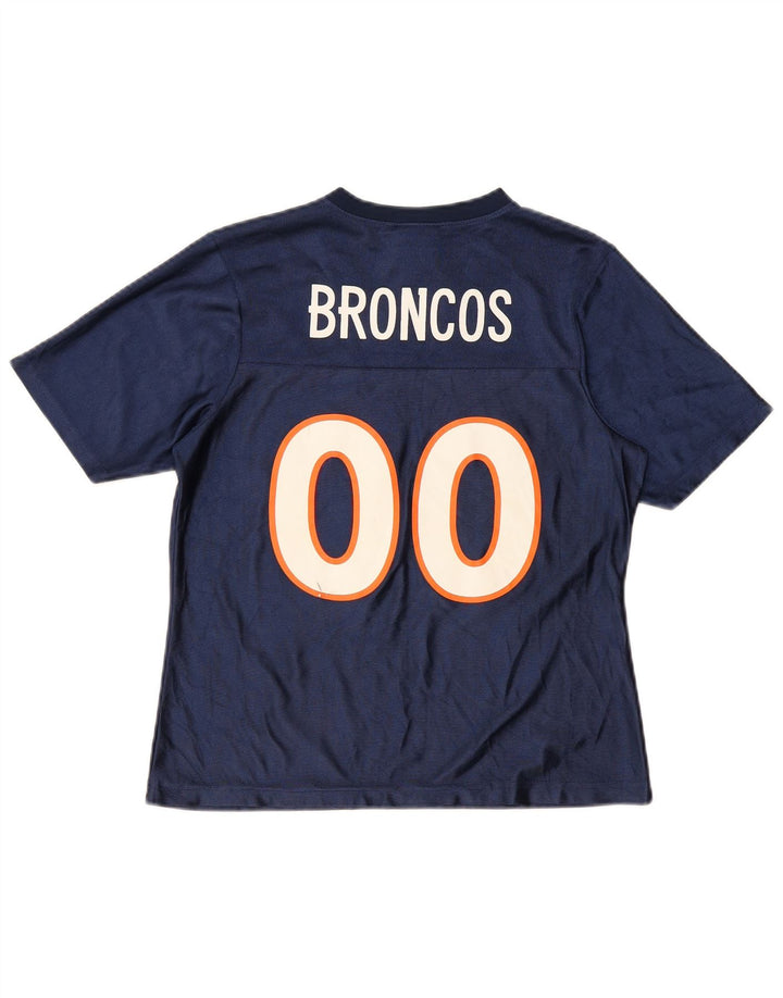 NFL Broncos Graphic T-Shirt Top UK 10 Small Bleu Marine Polyester