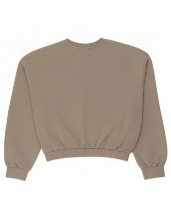 Zara Womens Crop Sweatshirt Jumper UK 16 Large Gris Coton