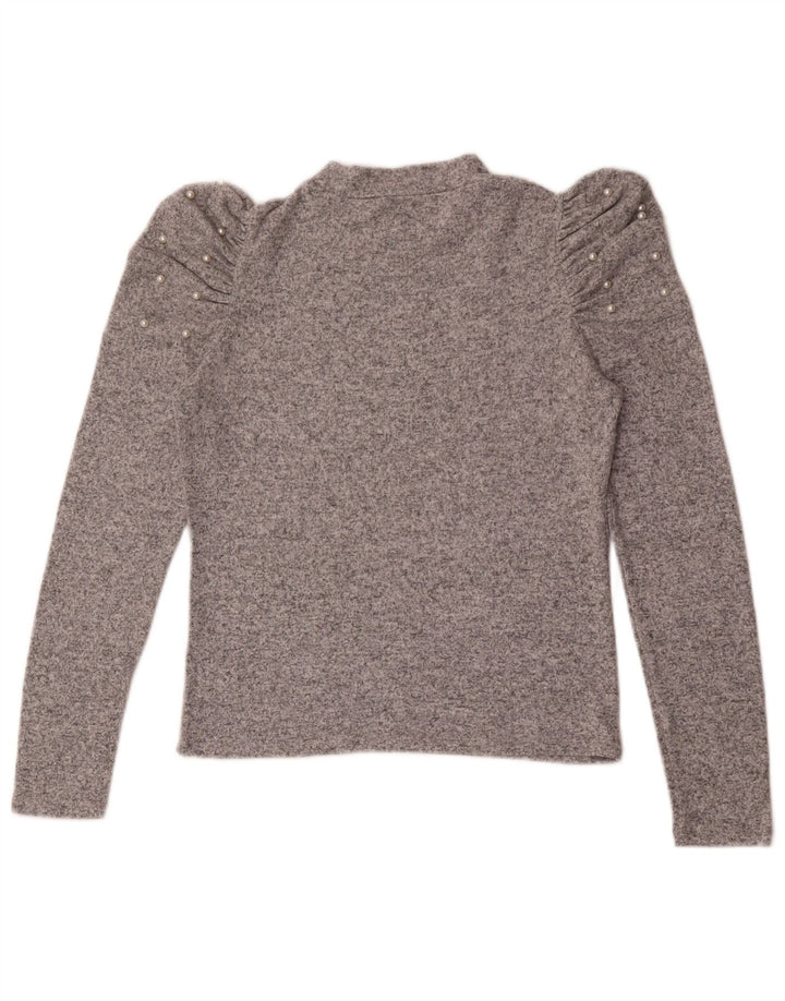 Zara Femme Top Manches Longues UK 12 Gris Moyen