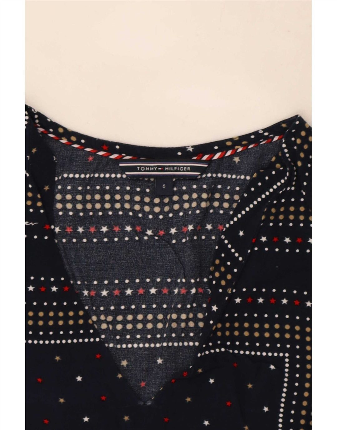 Tommy Hilfiger Chemisier Femme US 6 Medium Navy Blue Spotted