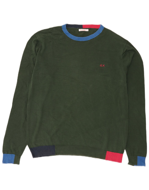 Sun68 Pull col bateau pour homme XL en coton color block vert