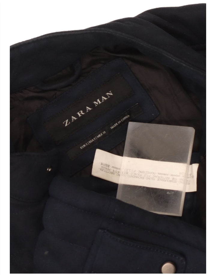 Zara Veste matelassée homme UK 36 Small Bleu Marine Polyester