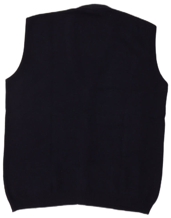 Bernardini Cardigan sans manches pour homme en laine à carreaux bleu marine