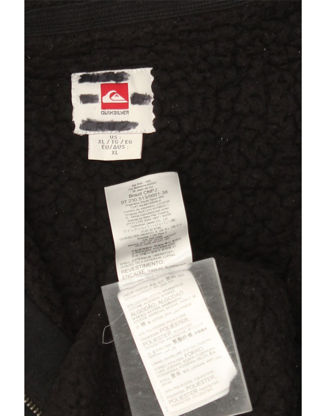 QUIKSILVER Pull à capuche zippé graphique pour homme XL en coton noir