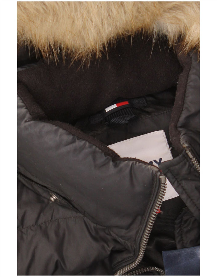 Tommy Hilfiger Manteau rembourré à capuche pour femme UK 10 Petit Noir Polyester