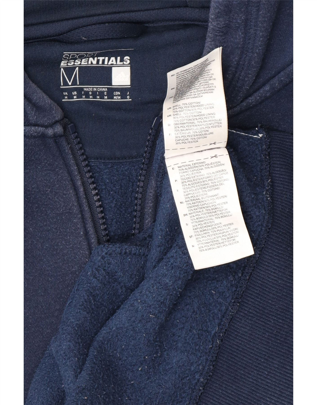 ADIDAS Pull à capuche zippé pour homme en coton bleu marine moyen